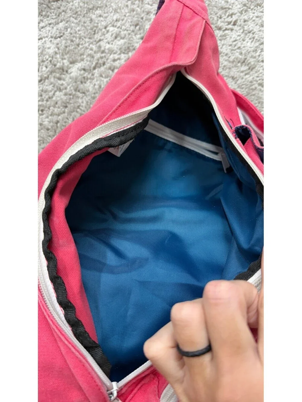 Kavu Rope Sling Bag in Pink with Purple Strap